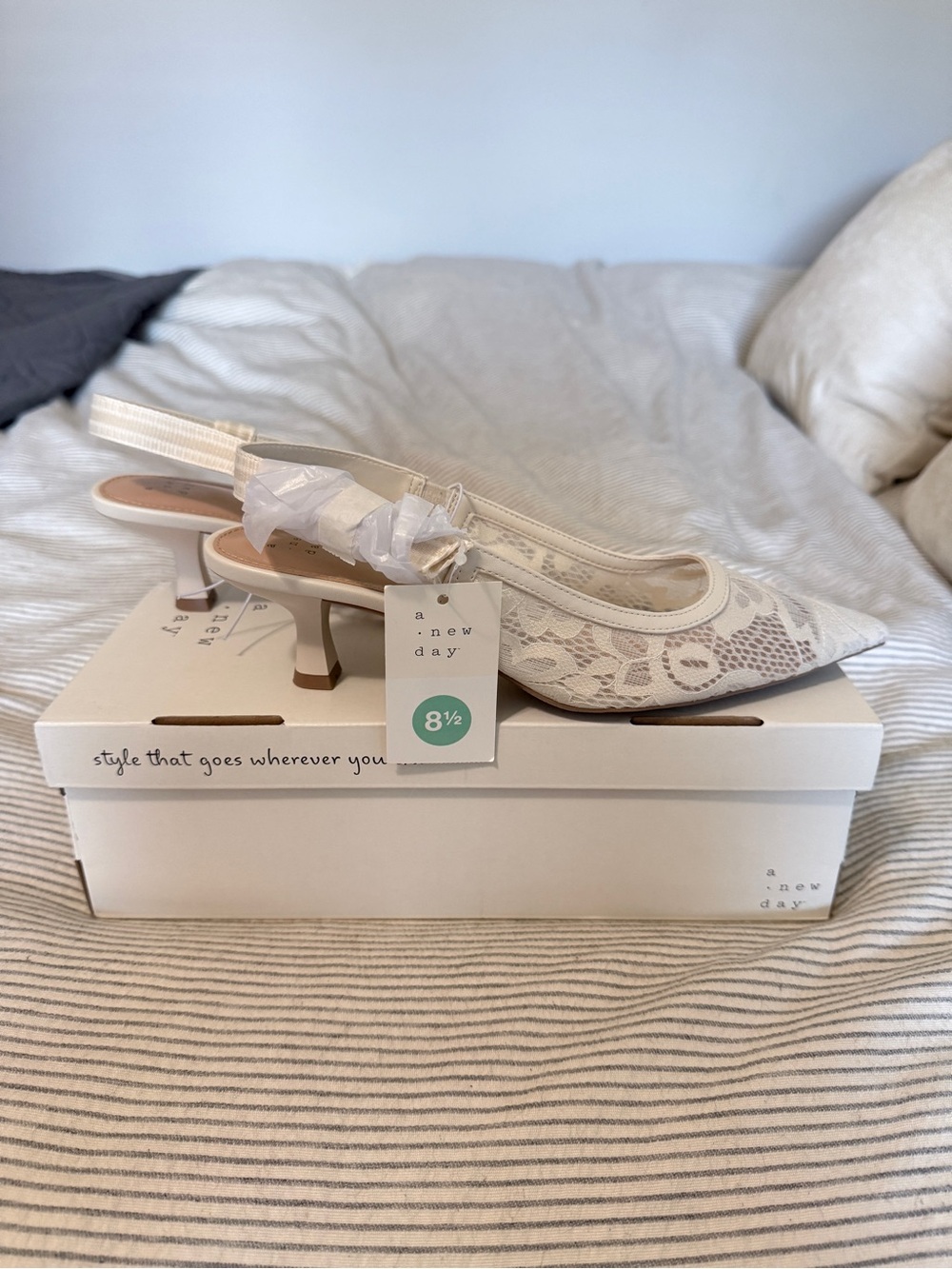 a new day Ivory Lace Slingback Kitten Heel